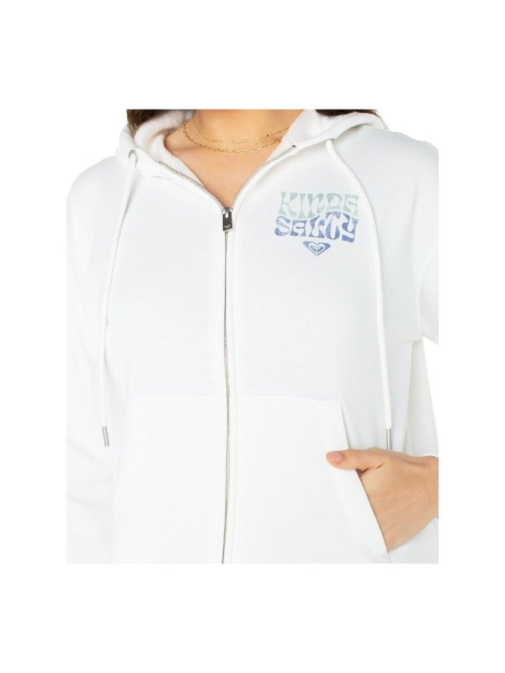 Roxy Womens Kinda Salty Zip Hoodie Sweatshirt White Size XS NWT